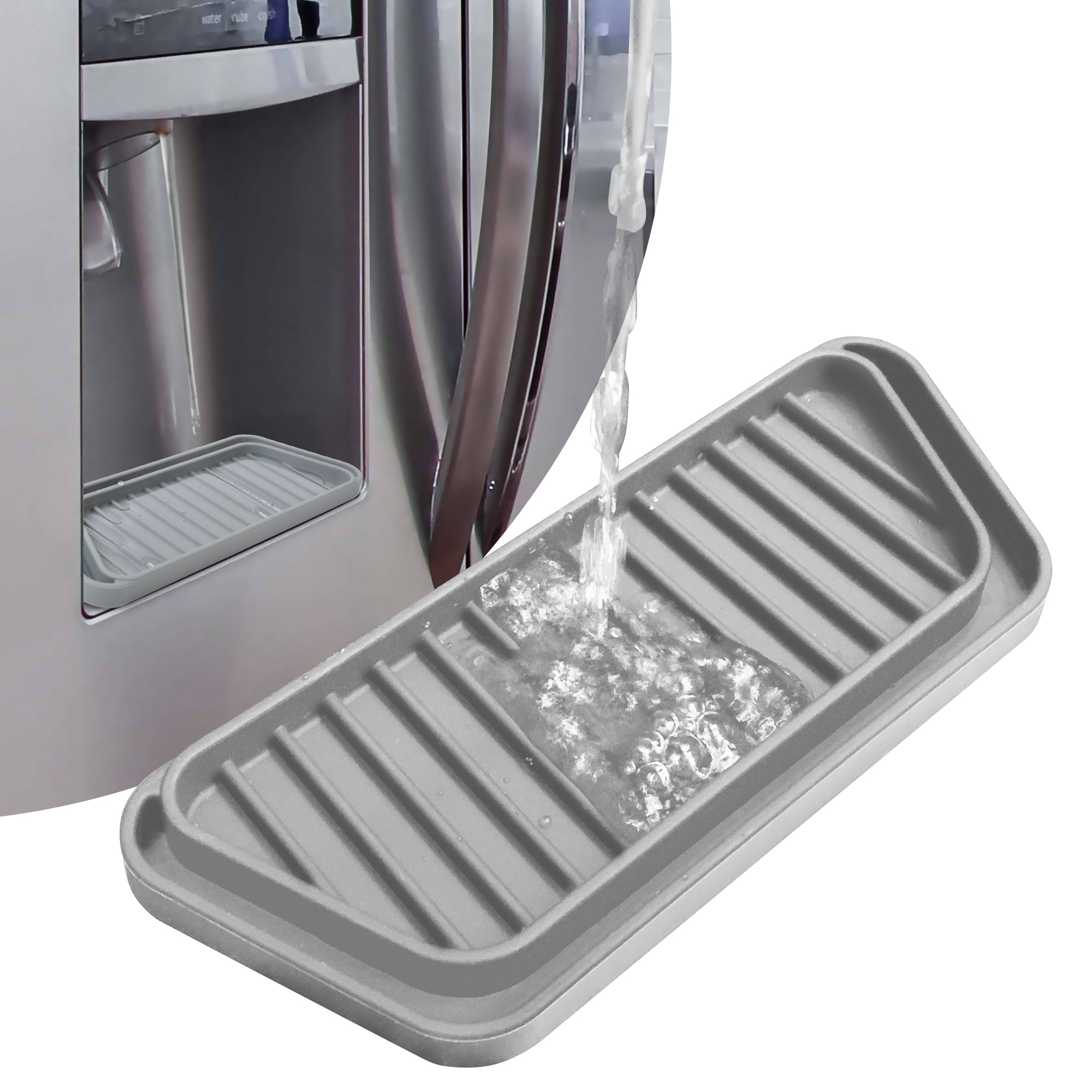 Refrigerator Drip Catcher Tray – Adjustable Ice & Water Dispenser Pan, Anti-Slip Fridge Spill Protector, Easy Clean Drainage Mat, Rectangular