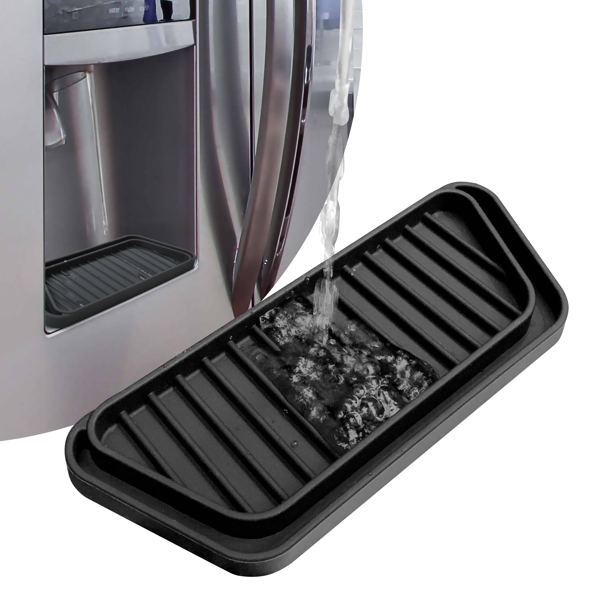 Refrigerator Drip Catcher Tray – Adjustable Ice & Water Dispenser Pan, Anti-Slip Fridge Spill Protector, Easy Clean Drainage Mat, Rectangular
