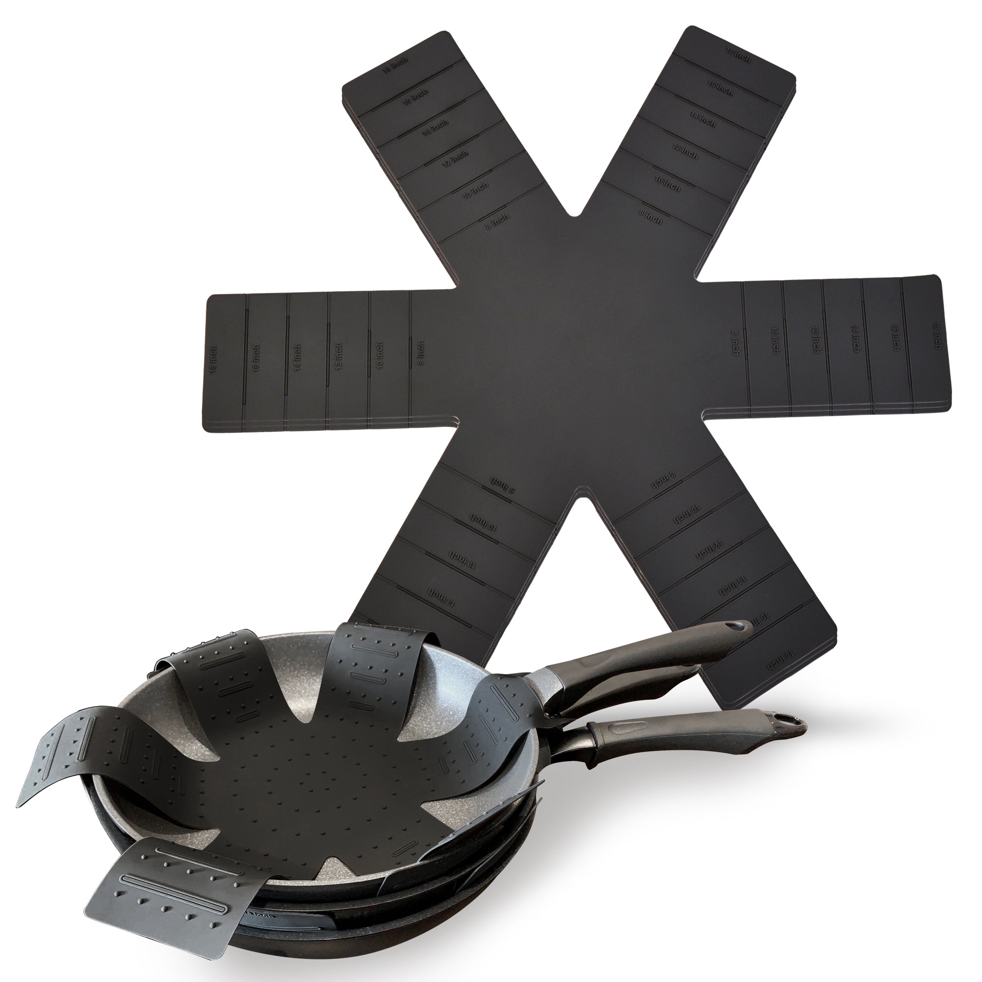 Pot and Pan Protectors for Stacking – 3 Pack Silicone Cookware Separators, Anti-Slip Dividers for Pots, Pans & Dishes, Foldable Scratch-Proof Kitchen Pads