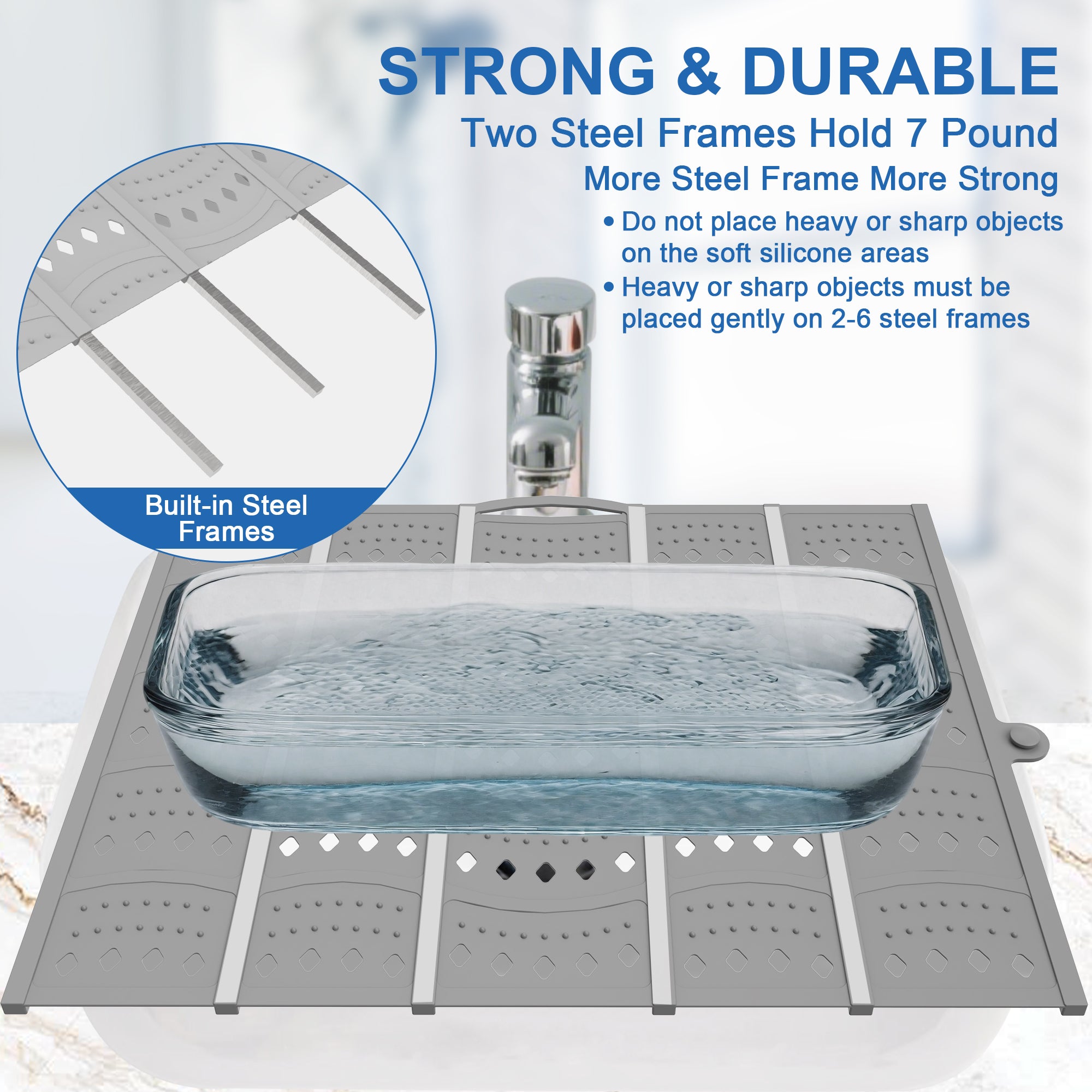 Bathroom Sink Cover Space Saver – Foldable Silicone Countertop Organizer Mat for Makeup & Small Bathroom Accessories, Heat-Resistant Over-Sink Tray for RV, Camper & Travel