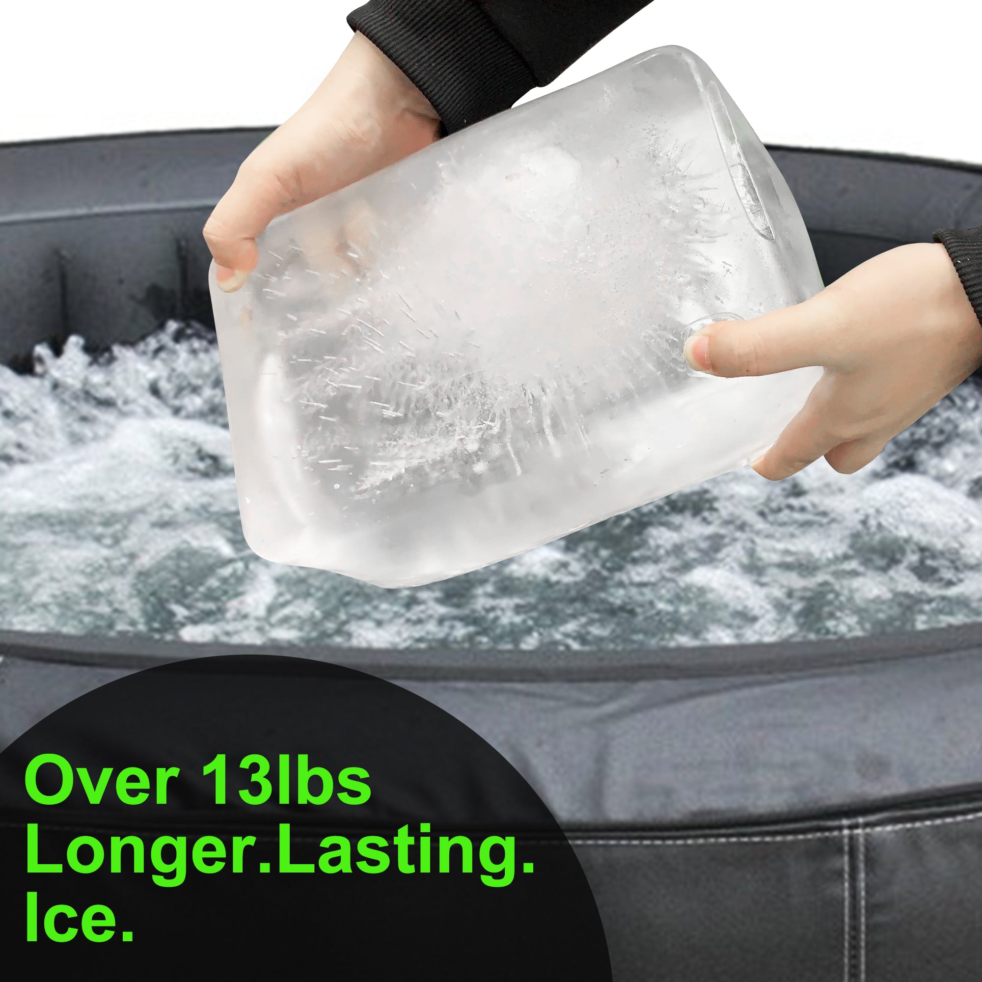 Extra Large Silicone Ice Block Mold – 13 lbs Giant Ice Brick Maker Tray with Reinforced Rim, Reusable Big Ice Cube Molds for Ice Bath, Cold Plunge Tub, Coolers & Camping – Black