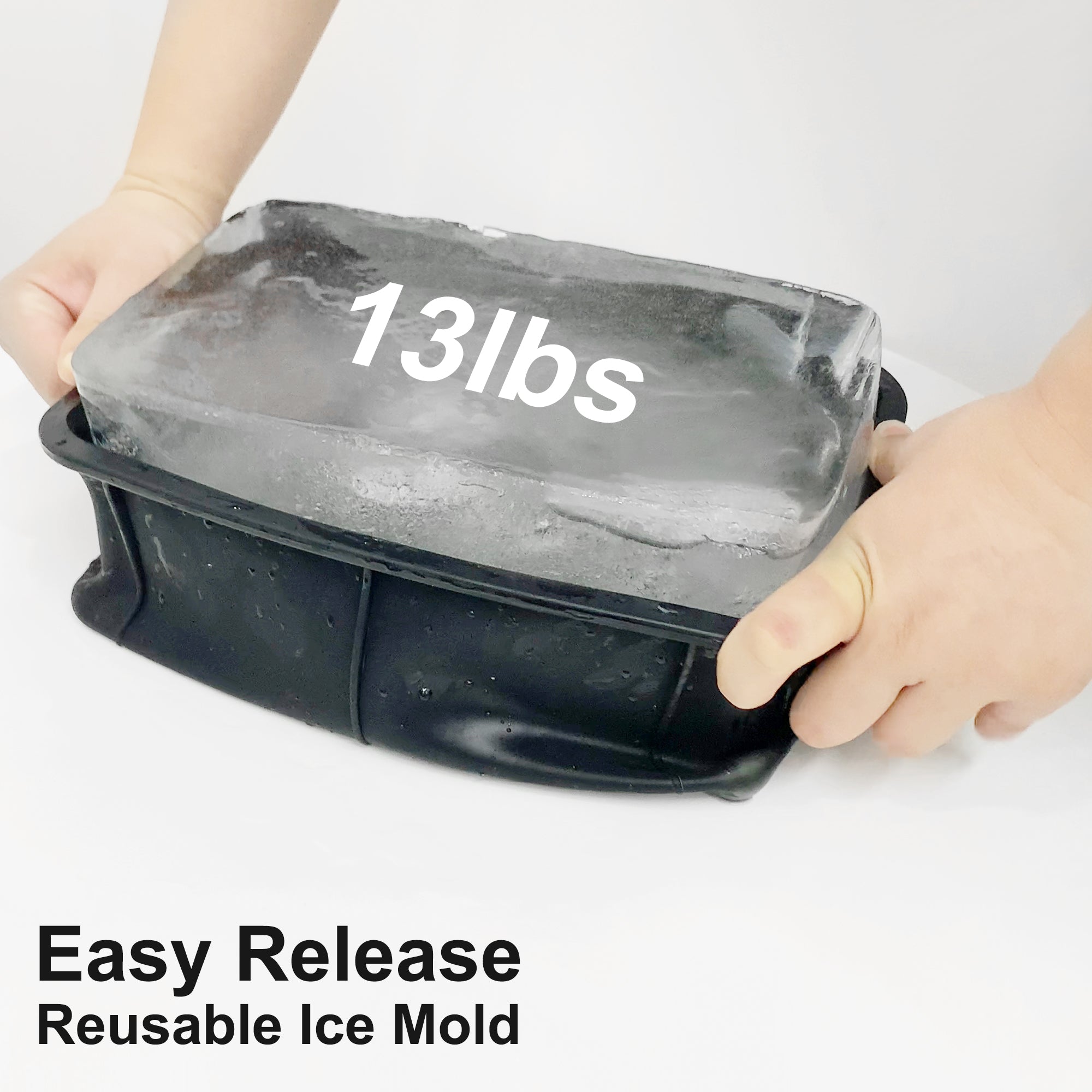 Extra Large Silicone Ice Block Mold – 13 lbs Giant Ice Brick Maker Tray with Reinforced Rim, Reusable Big Ice Cube Molds for Ice Bath, Cold Plunge Tub, Coolers & Camping – Black