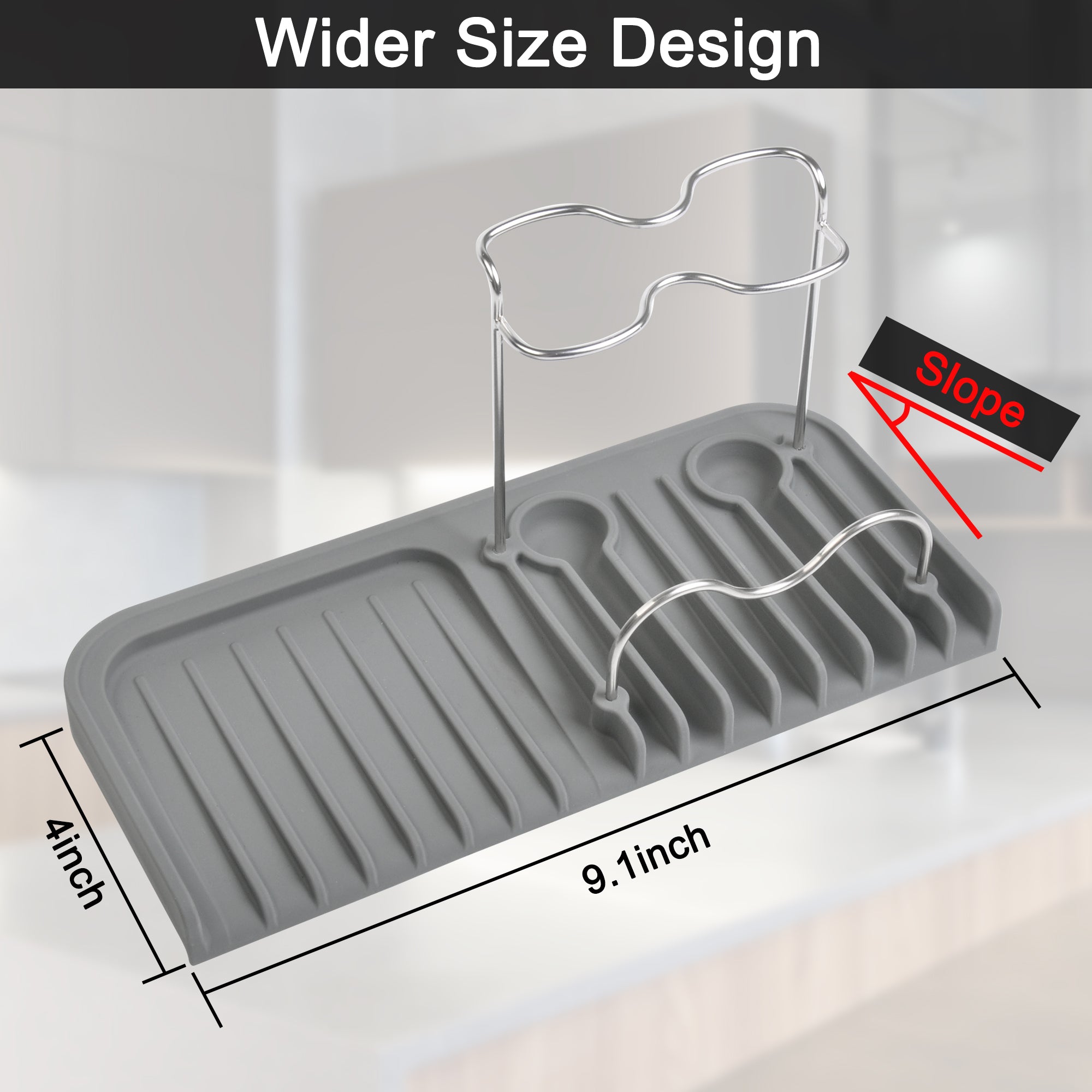 Silicone Sponge Holder Sink Caddy – Self-Draining Kitchen Sink Organizer for Sponges, Brushes, Soap & Dish Accessories, Durable Silicone & Stainless Steel Rack
