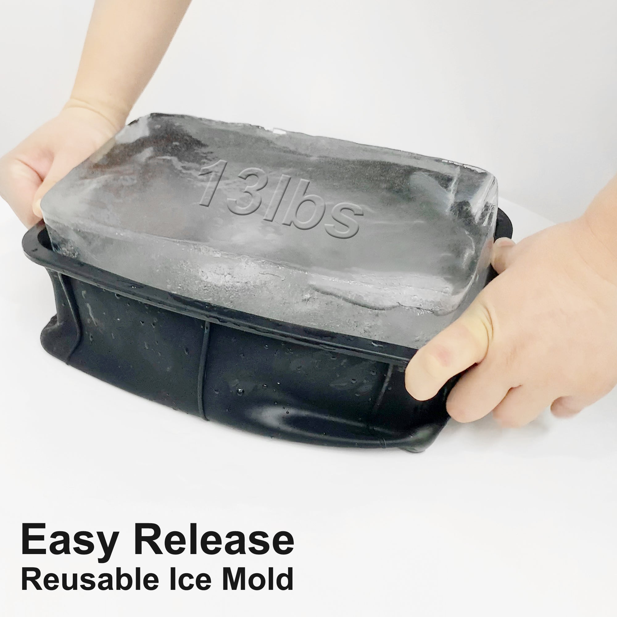 Extra Large Silicone Ice Block Mold – 13 lbs Giant Ice Brick Maker Tray with Reinforced Rim, Reusable Big Ice Cube Molds for Ice Bath, Cold Plunge Tub, Coolers & Camping – Black