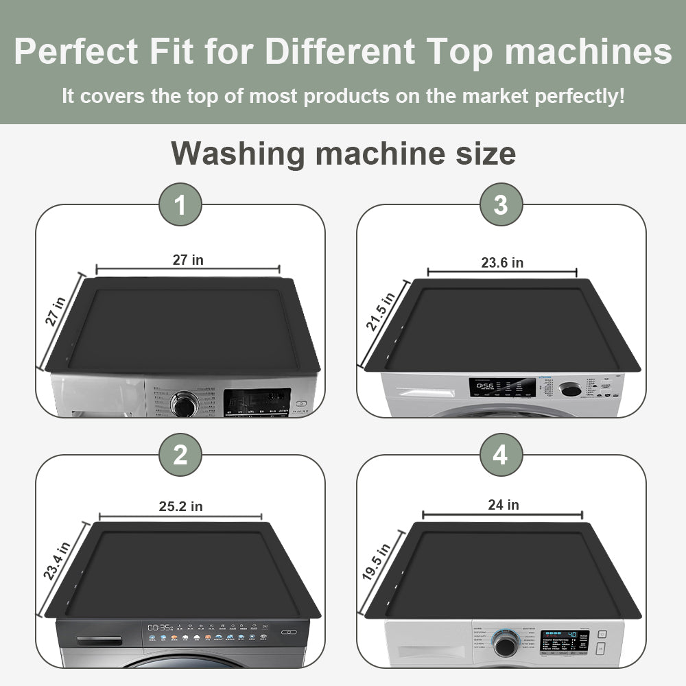 2-Pack Silicone Washer & Dryer Top Covers – Waterproof & Dustproof Laundry Protector Mats with Storage Bag, Non-Slip Appliance Top Protector for Laundry Room, Kitchen & Home – Black