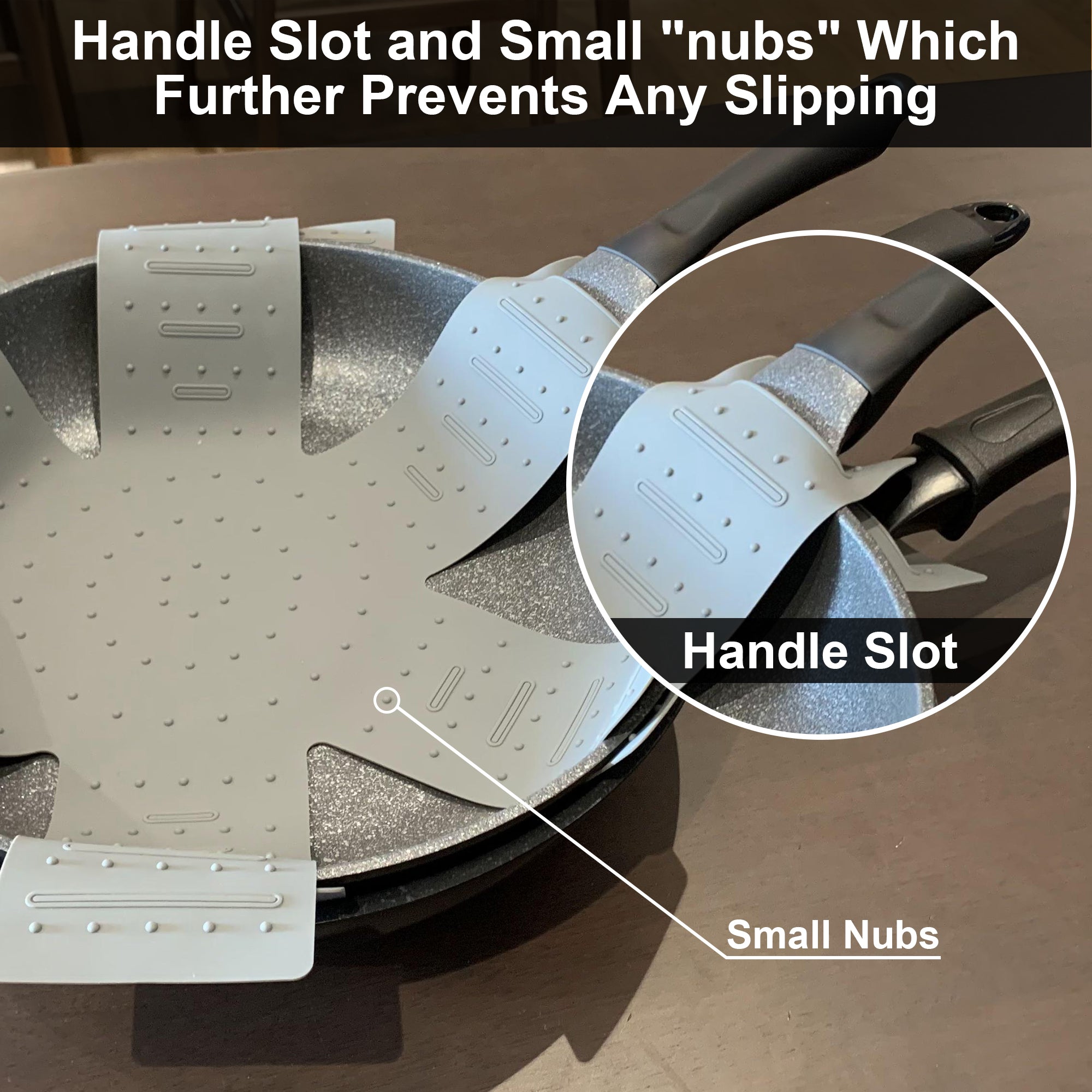 Pot and Pan Protectors for Stacking – 3 Pack Silicone Cookware Separators, Anti-Slip Dividers for Pots, Pans & Dishes, Foldable Scratch-Proof Kitchen Pads