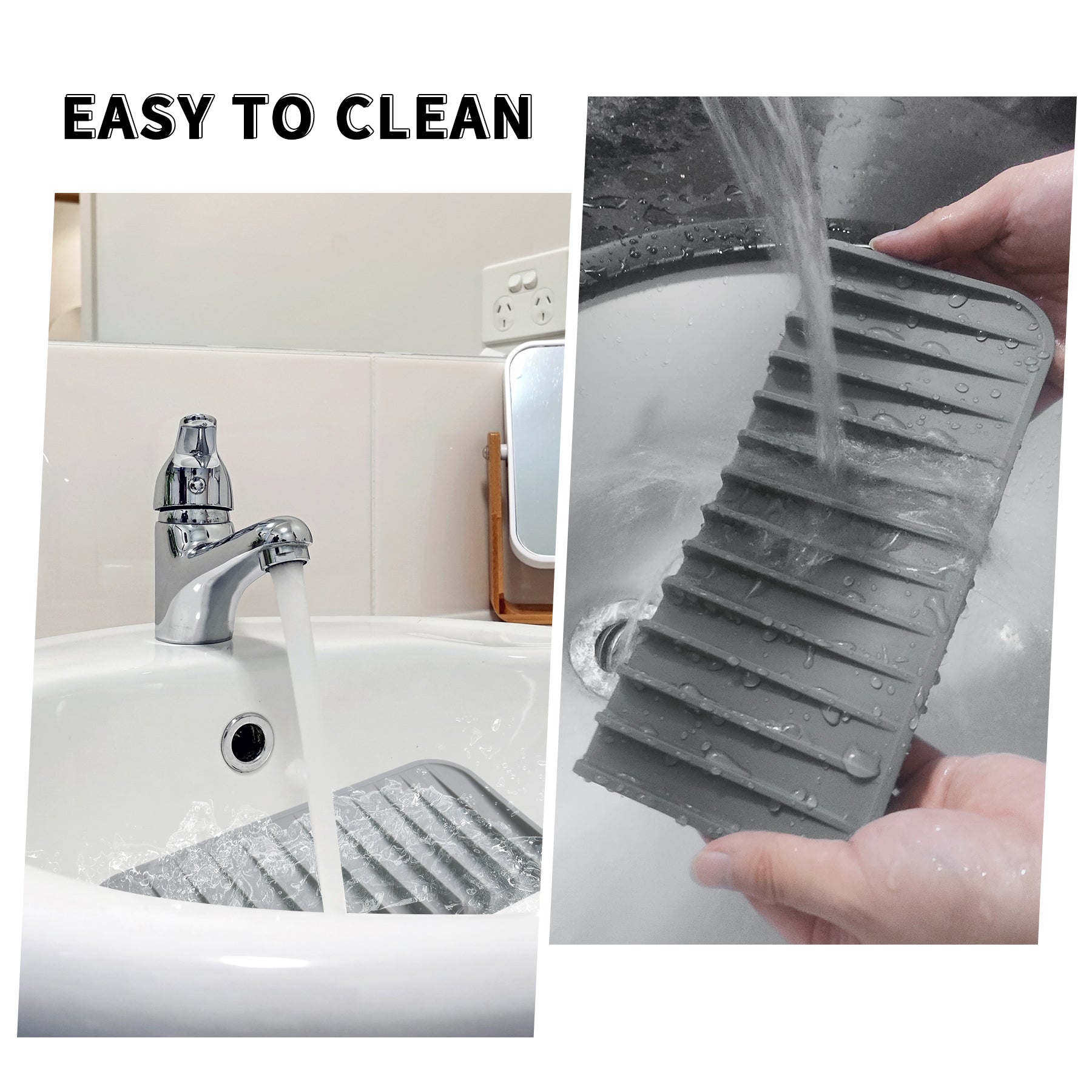 Silicone Sponge Holder Tray – 2 Pack Kitchen Sink Soap Dish & Counter Organizer, Waterproof Sink Caddy for Sponges, Brushes, Soap Dispenser & Bathroom Accessories (Gray)