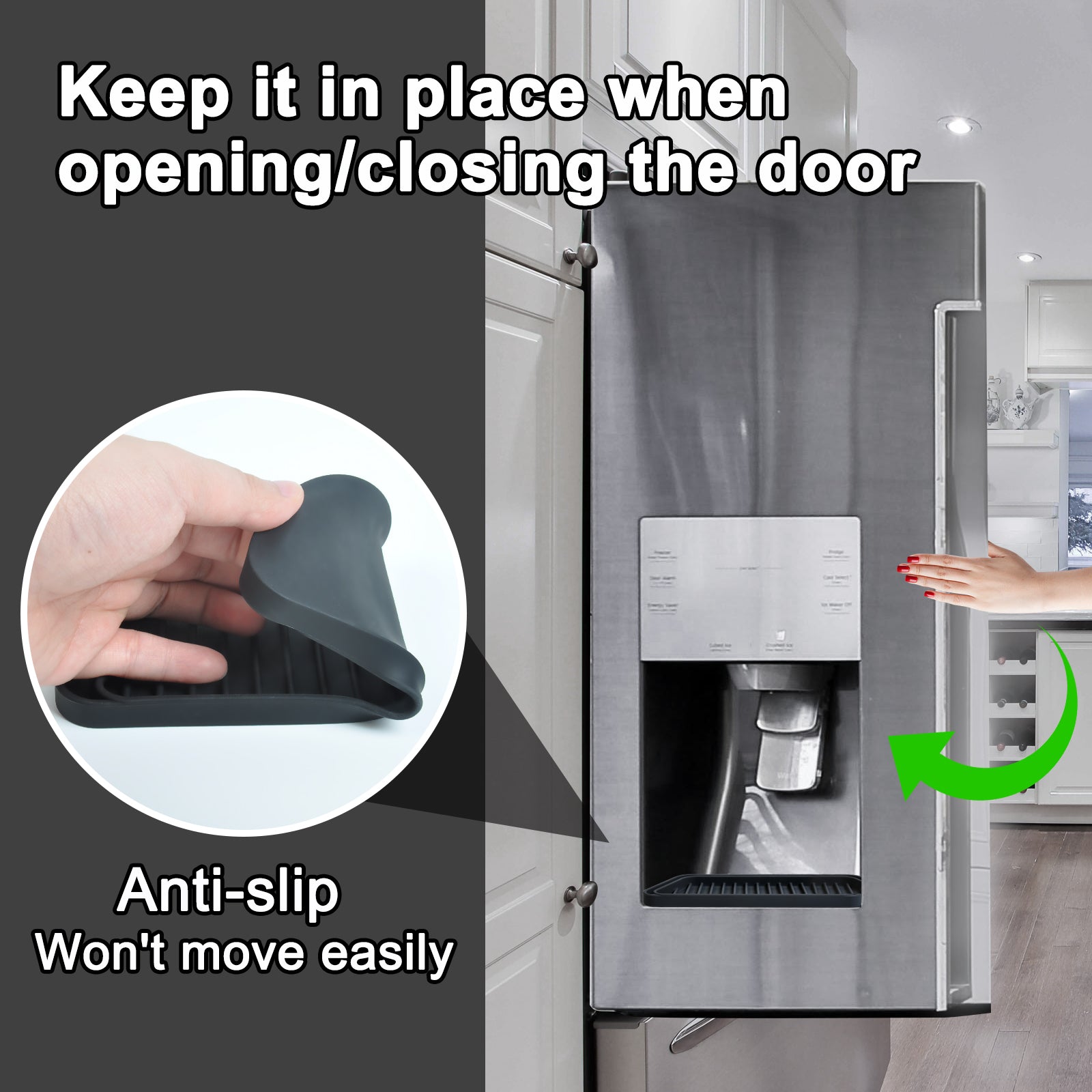 Refrigerator Drip Catcher Tray – Adjustable Ice & Water Dispenser Pan, Anti-Slip Fridge Spill Protector, Easy Clean Drainage Mat, Rectangular