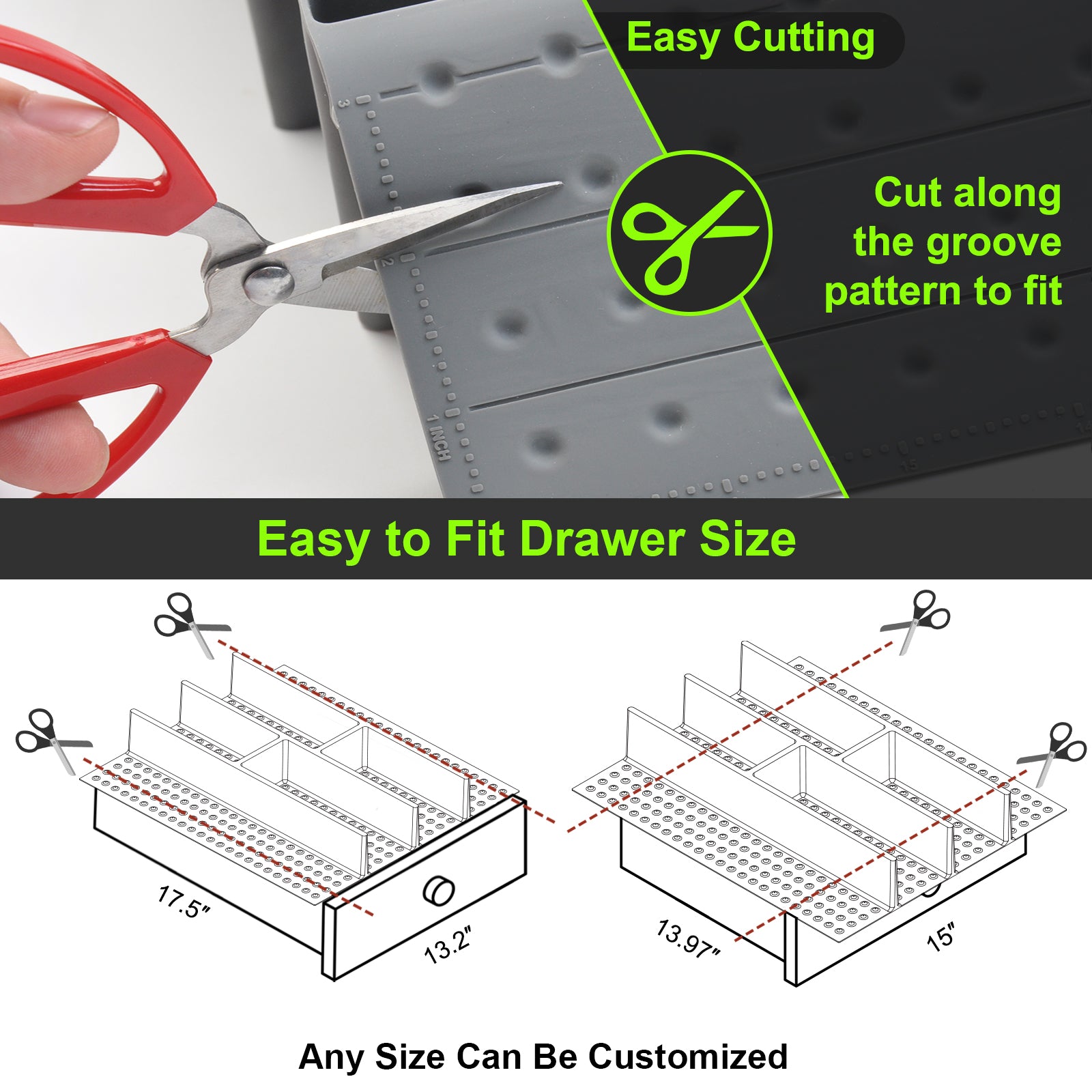 Premium Silicone Silverware Drawer Organizer – Non-Slip Utensil Holder & Adjustable Kitchen Drawer Divider, Deep Flatware Cutlery Tray for Spoons, Forks & Knives