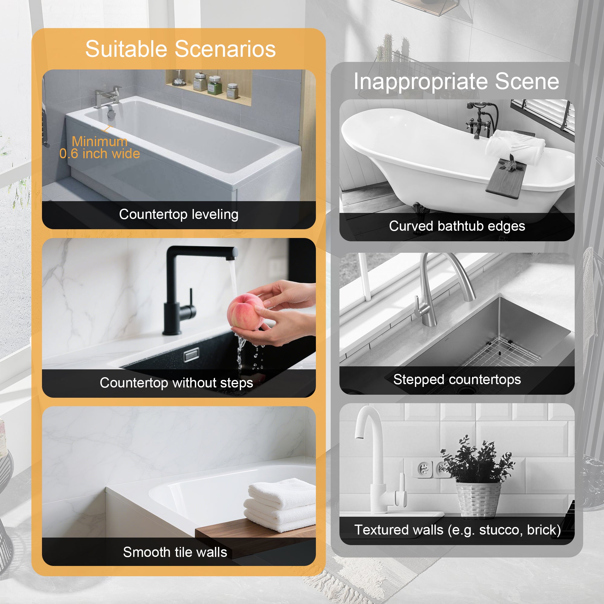 Silicone Shower Splash Guard – Clear Bathtub & Sink Water Guard, Waterproof Corner Splash Barrier for Bathroom, Washbasin & Kitchen – 2 Pack