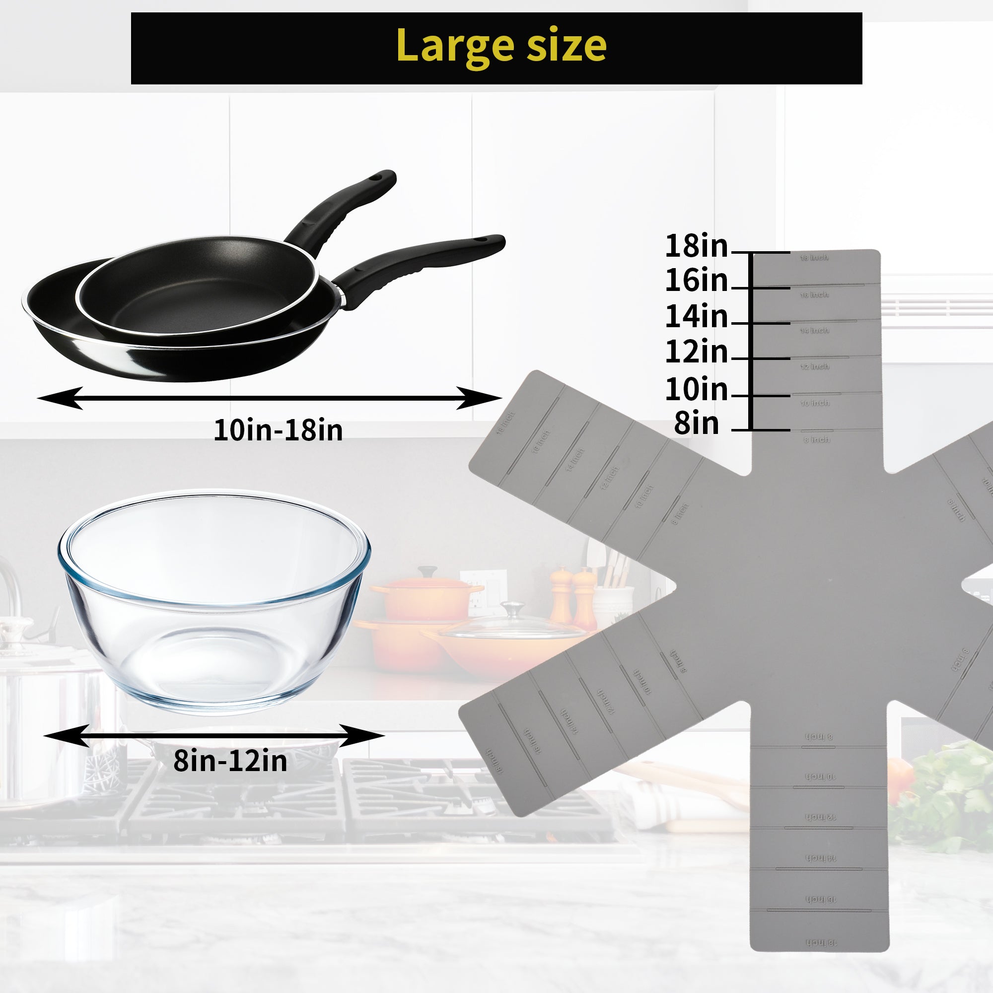 Pot and Pan Protectors for Stacking – 3 Pack Silicone Cookware Separators, Anti-Slip Dividers for Pots, Pans & Dishes, Foldable Scratch-Proof Kitchen Pads