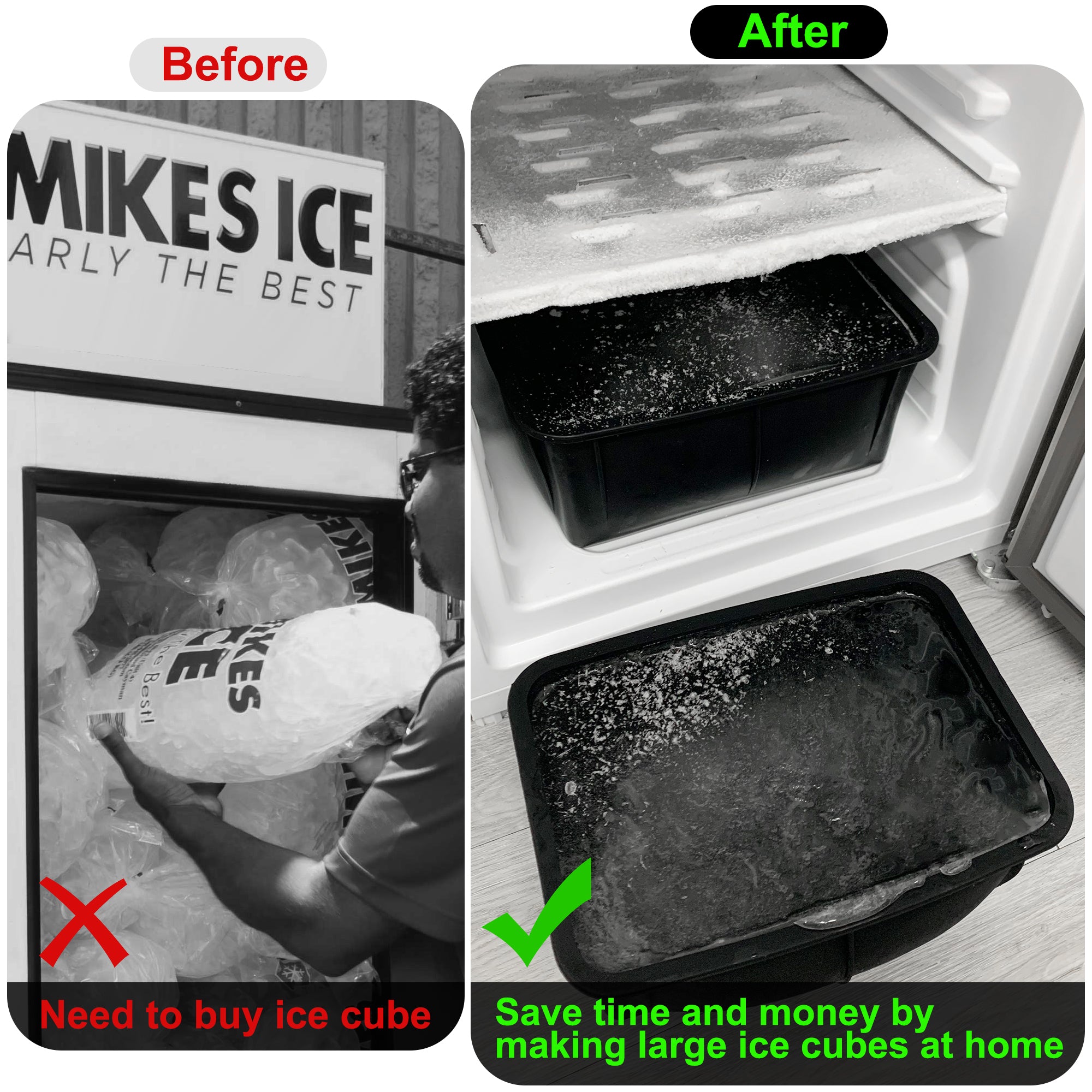 Extra Large Silicone Ice Block Mold – 13 lbs Giant Ice Brick Maker Tray with Reinforced Rim, Reusable Big Ice Cube Molds for Ice Bath, Cold Plunge Tub, Coolers & Camping – Black