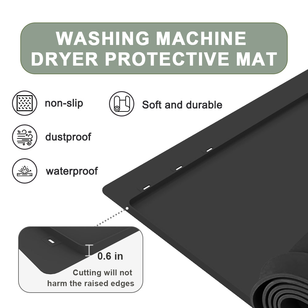 2-Pack Silicone Washer & Dryer Top Covers – Waterproof & Dustproof Laundry Protector Mats with Storage Bag, Non-Slip Appliance Top Protector for Laundry Room, Kitchen & Home – Black
