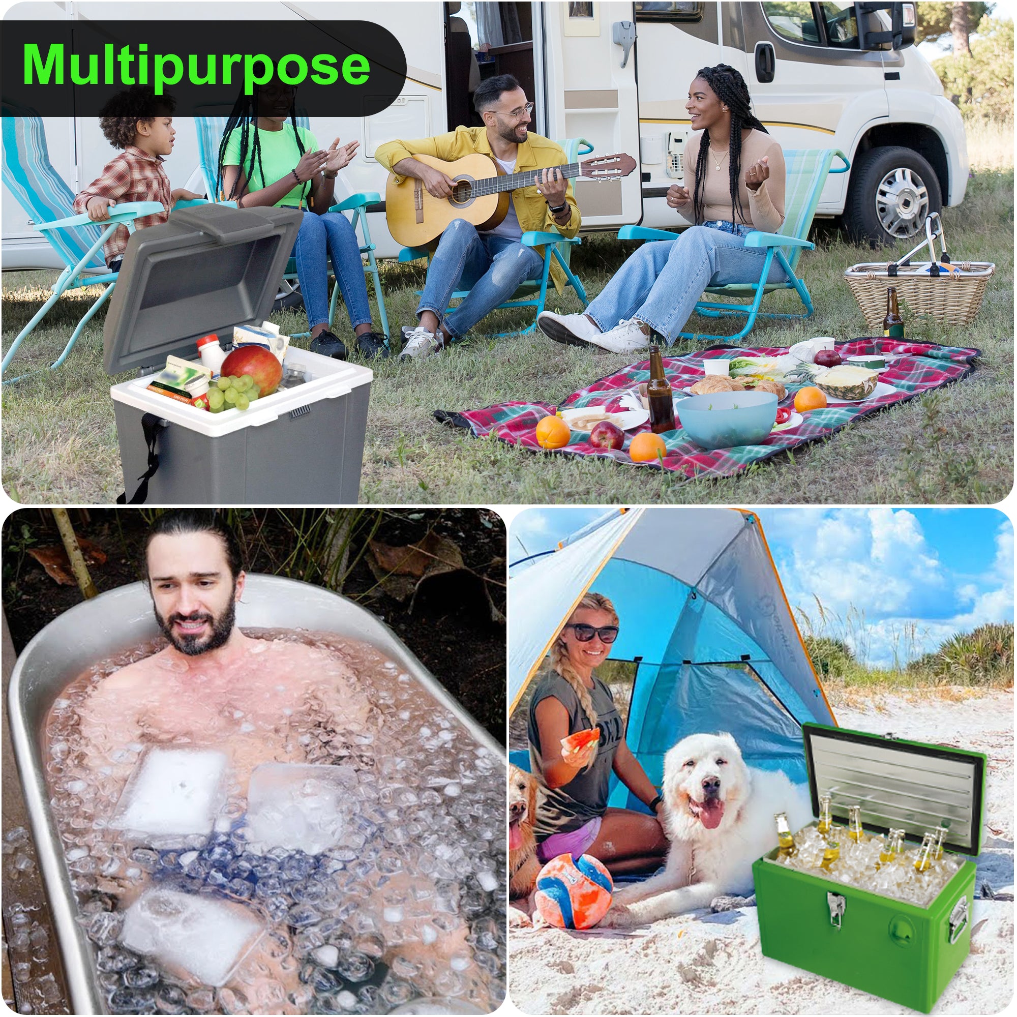 Extra Large Silicone Ice Block Mold – 13 lbs Giant Ice Brick Maker Tray with Reinforced Rim, Reusable Big Ice Cube Molds for Ice Bath, Cold Plunge Tub, Coolers & Camping – Black