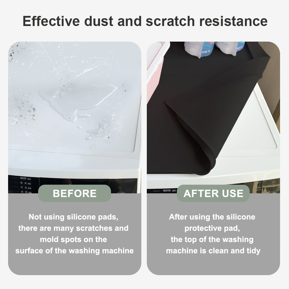 2-Pack Silicone Washer & Dryer Top Covers – Waterproof & Dustproof Laundry Protector Mats with Storage Bag, Non-Slip Appliance Top Protector for Laundry Room, Kitchen & Home – Black
