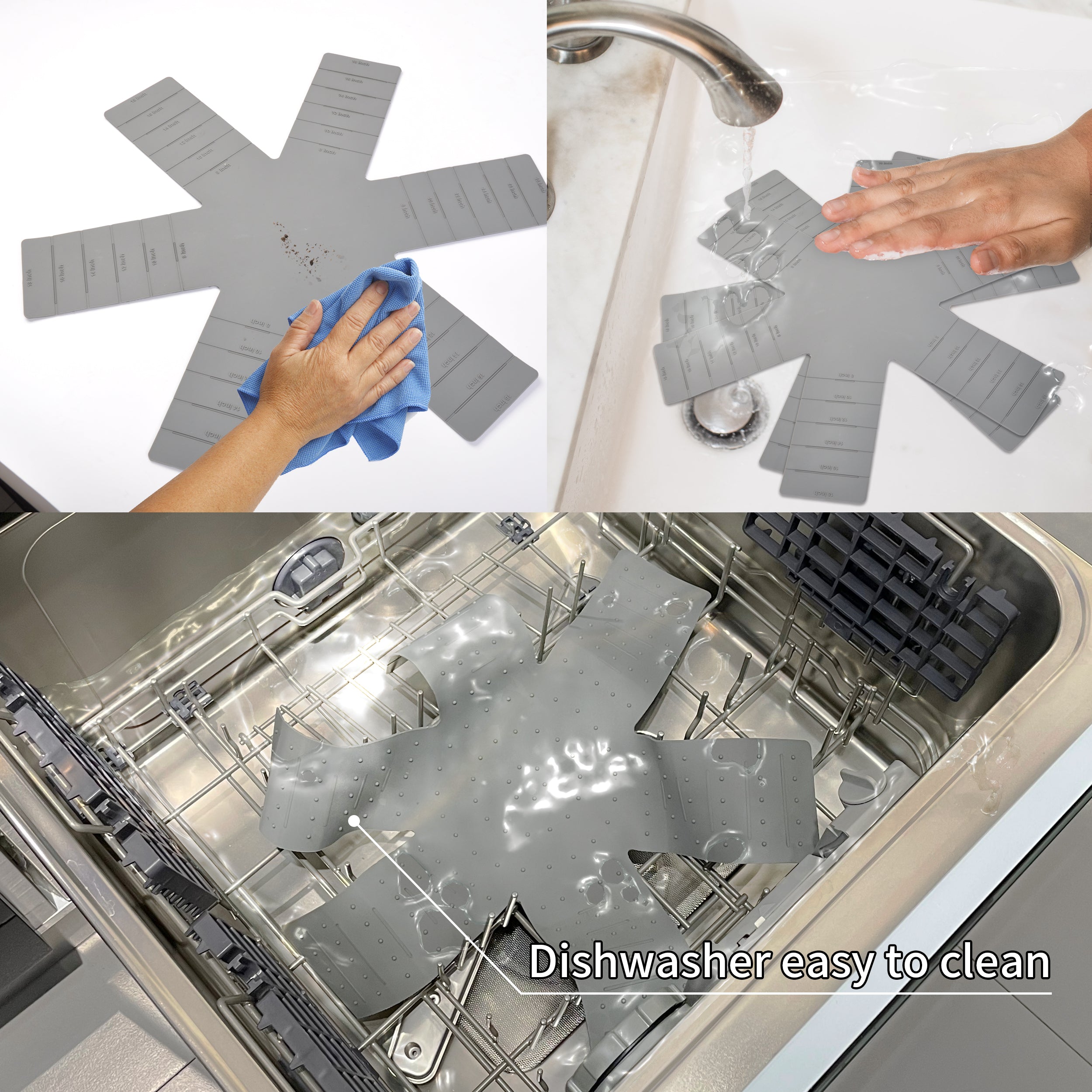 Pot and Pan Protectors for Stacking – 3 Pack Silicone Cookware Separators, Anti-Slip Dividers for Pots, Pans & Dishes, Foldable Scratch-Proof Kitchen Pads