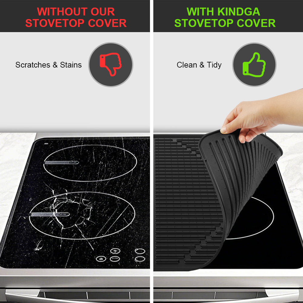 Stove Top Covers for Electric Stove – Extra Thick 28"x20" Silicone Stove Protector, Heat-Resistant Stovetop Mat, Scratch-Proof Glass Cooktop Cover & Counter Space Saver for RV Kitchen