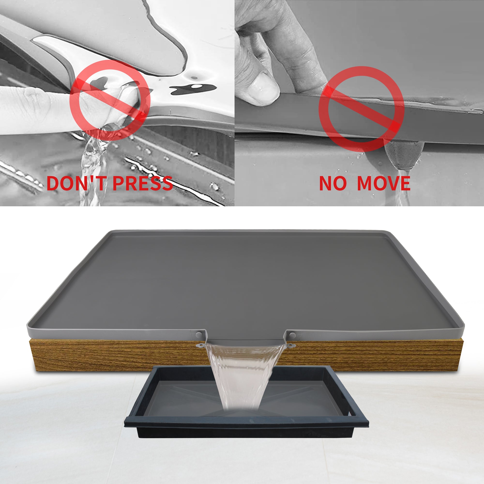 Silicone Under Sink Mat, 34" x 22" Under Sink Mats for Kitchen Waterproof, Hold Up to 3.0 Gallons The Waterproof Device Under The Sink is Used to Catch Dripping Water