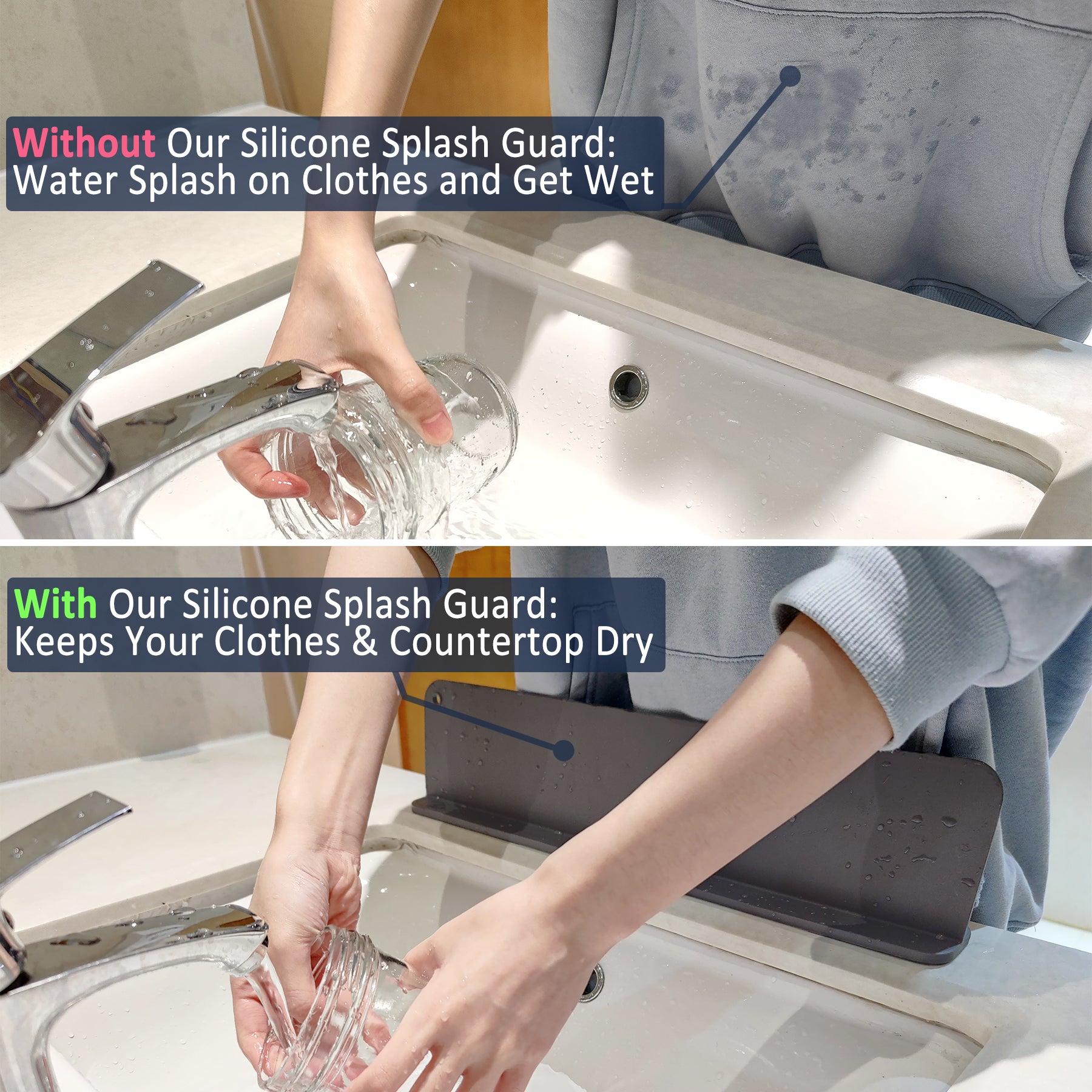 Sink Splash Guard - Silicone Water Splash Guard for Sink