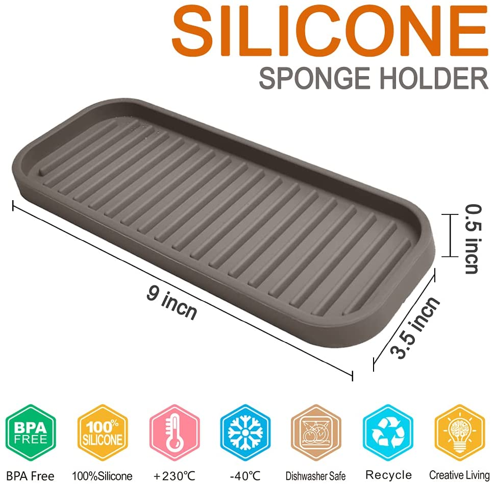 Gosmol Silicone Sponge Holder Rack Dish Soap Holder for Kitchen